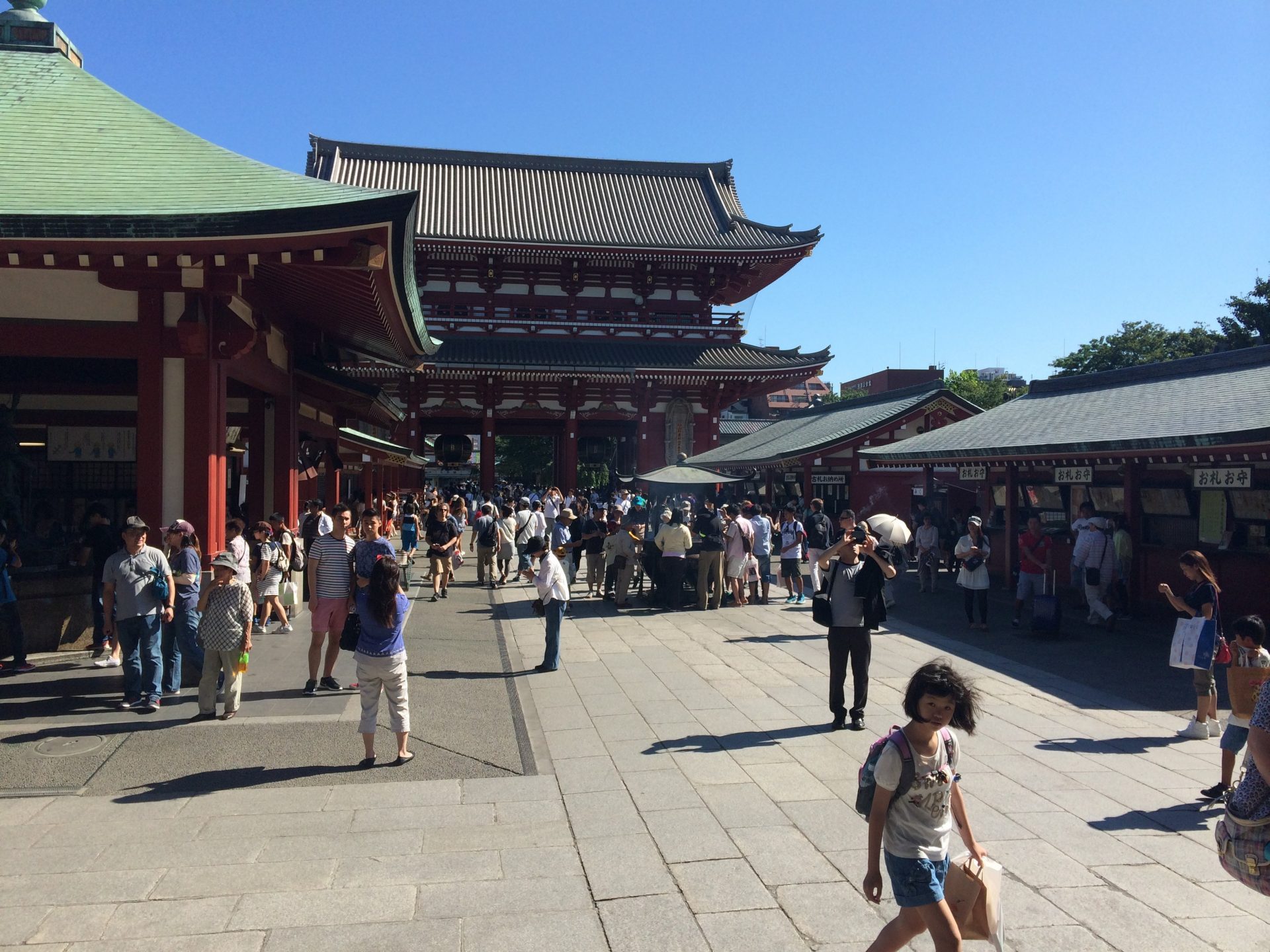 Many shops can be found after enter Sensō-ji temple area through the main gate
