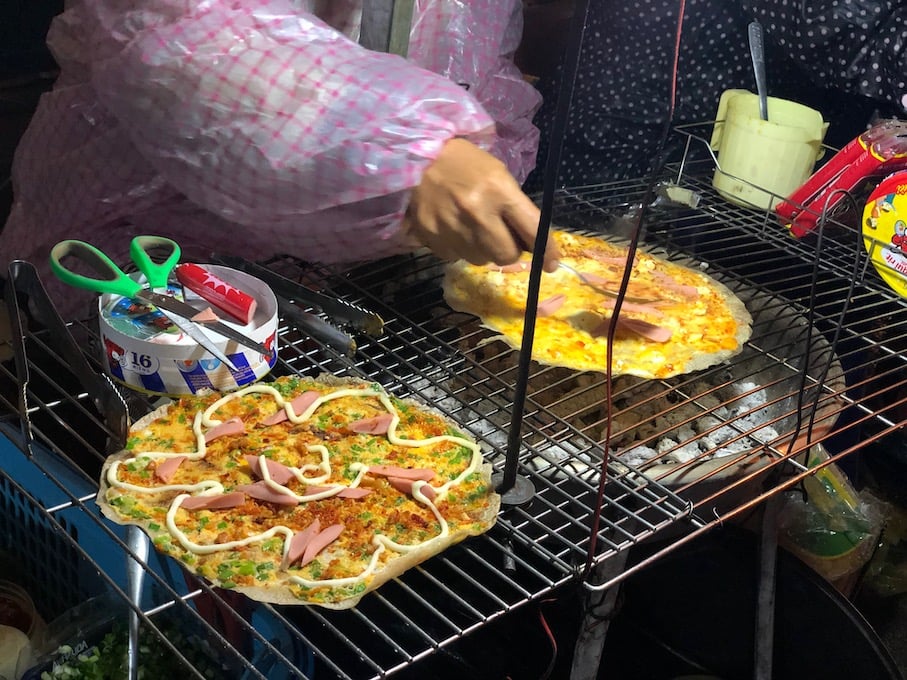 Vietnamese pizza at around Dalat city