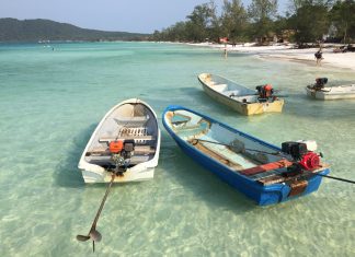 the boats at Koh Rong Samloem - The Broad Life travels Cambodia