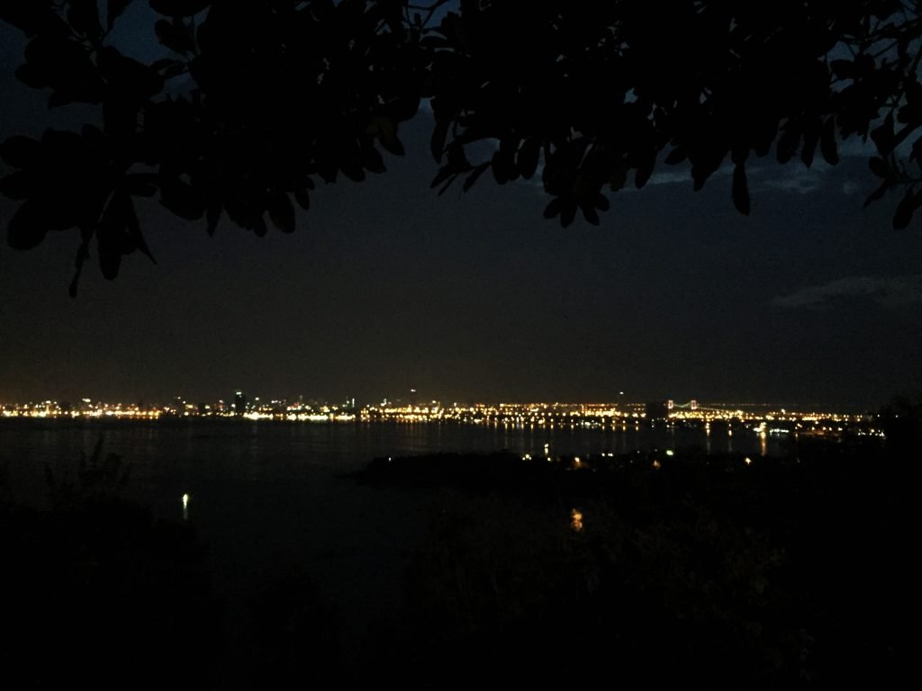 Da Nang city at night view taken from Linh Ung pagoda