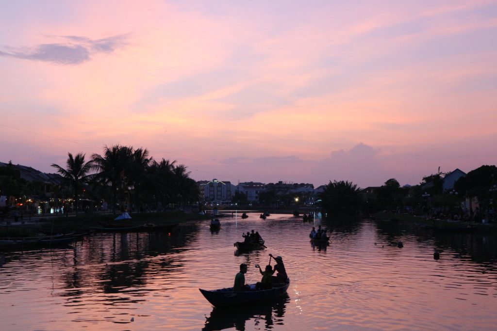 river in Hoi An ancient town when sundown