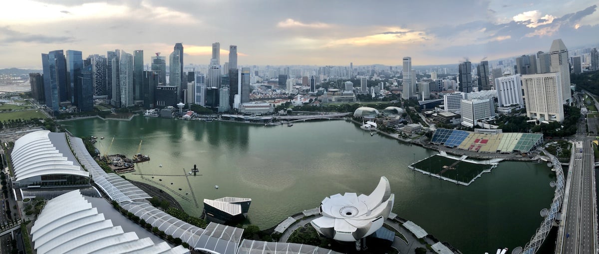 Singapore view from Marina Bay Sands Sky Deck in the afternoon
