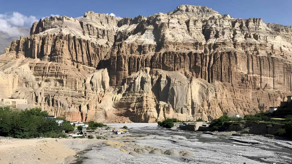 Rugged landscape of Upper Mustang on a trek in Nepal