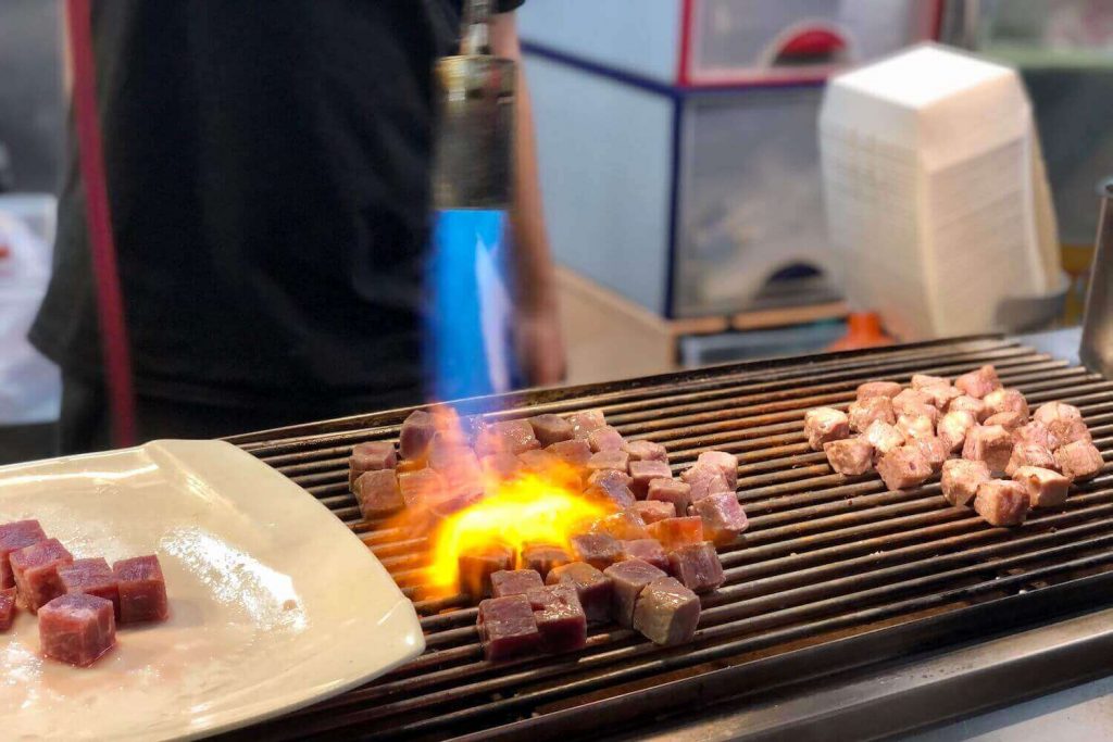 Popular grilled beef at Taipei night markets