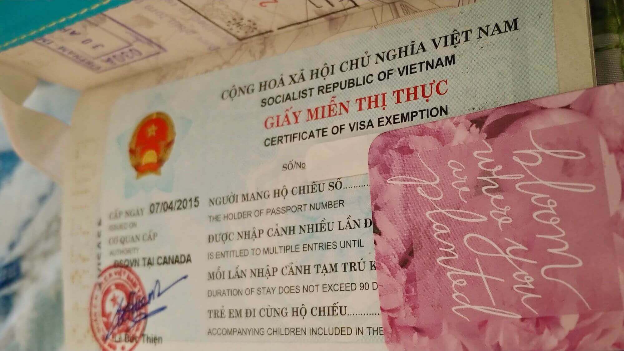 Example of Vietnam Visa Exemption
