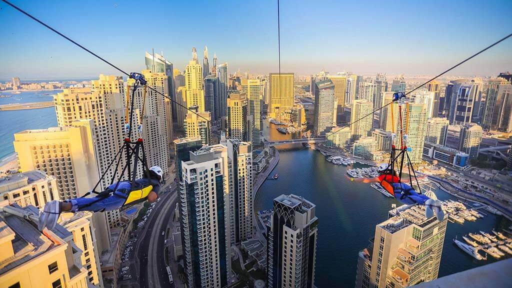 The world's longest urban zipline in Dubai city