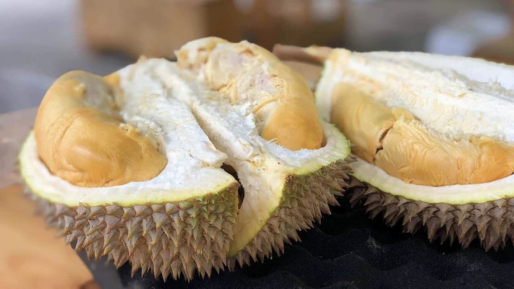 Fresh durian fruit with creamy flesh