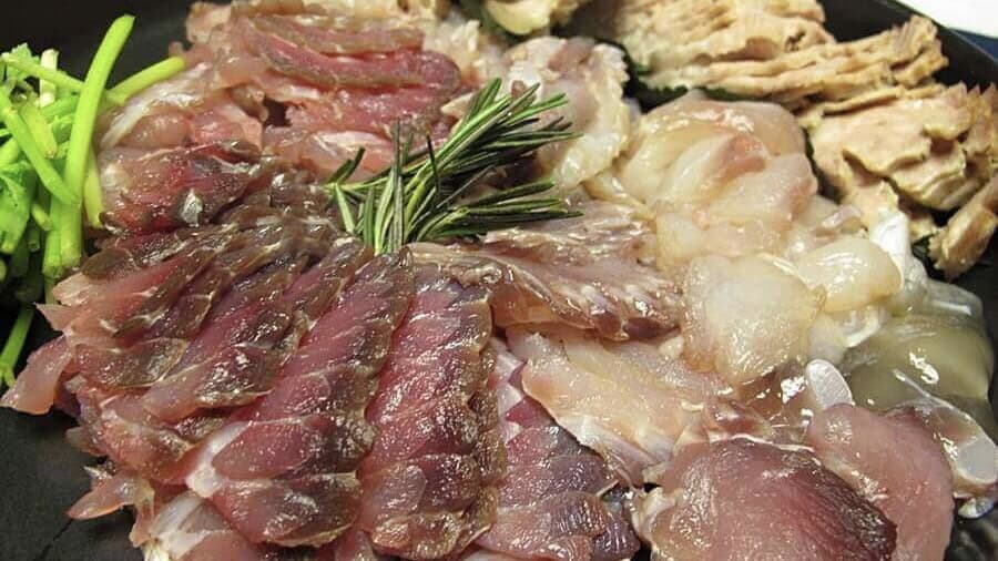 Sliced fermented hongeo skate from South Korea