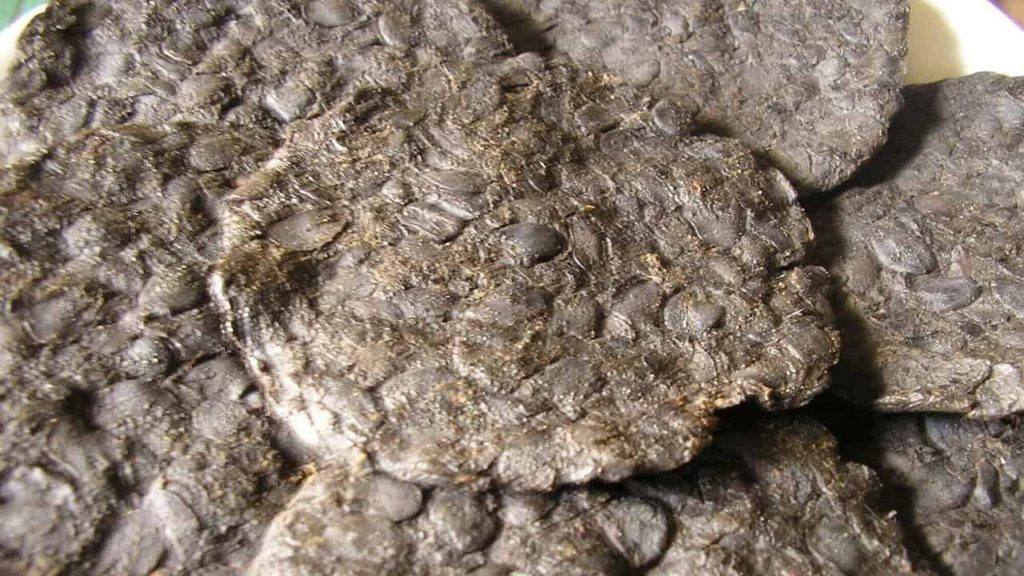 Fermented iru locust beans from Nigeria