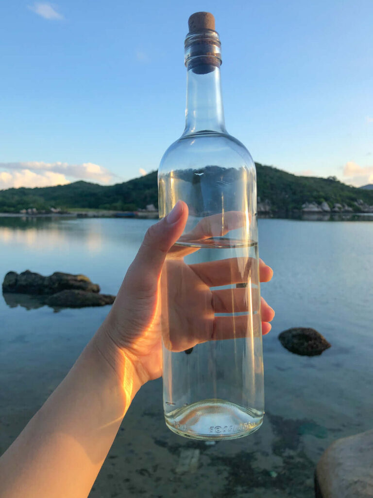 free bottle of water given at the island