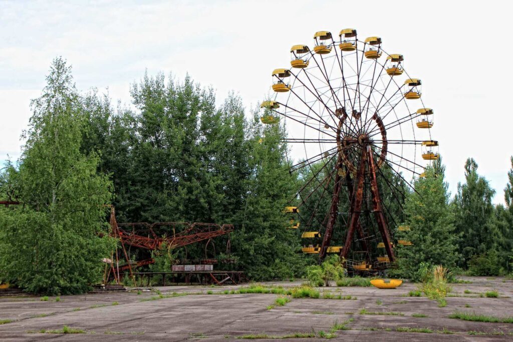 rusted Ferris in the abandoned Pripyat amusement park