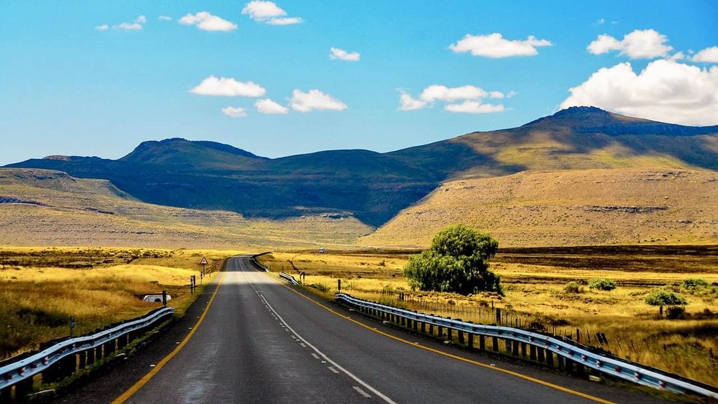Scenic road on route 62 crossing a mountainous landscape in South Africa