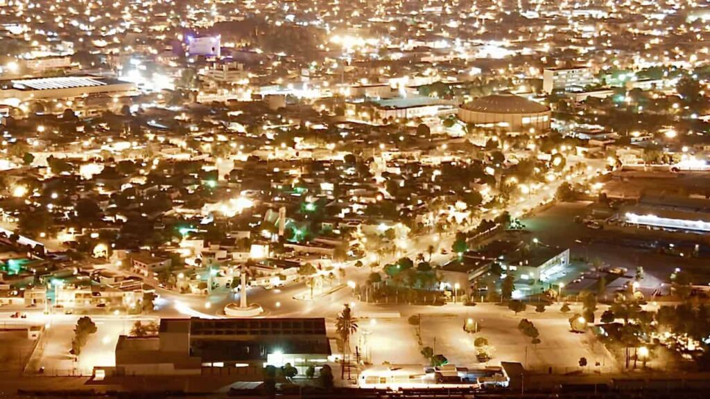 Torreón city lights at night in Coahuila, Mexico