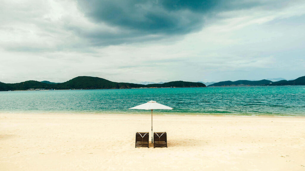 chairs white sand beach