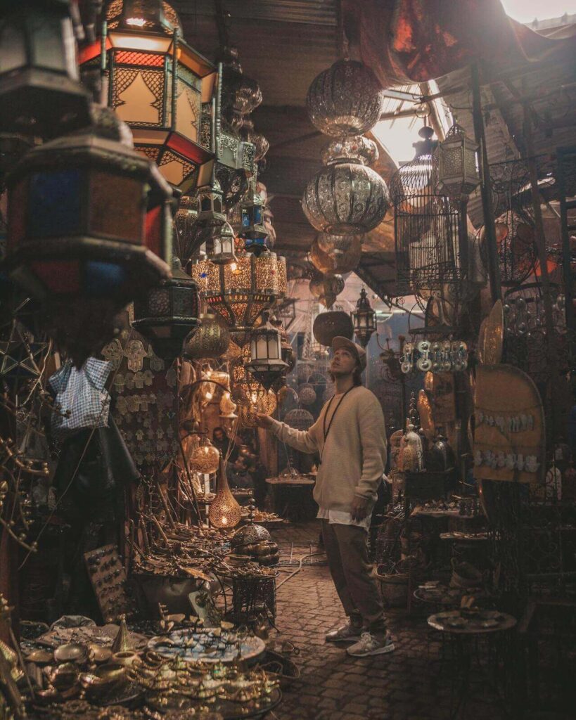medina market old lantern unesco in marrakesh red city