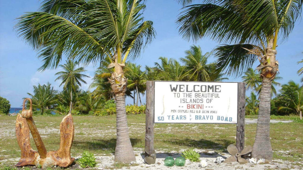 welcome sign bikini atoll nuclear bomb test