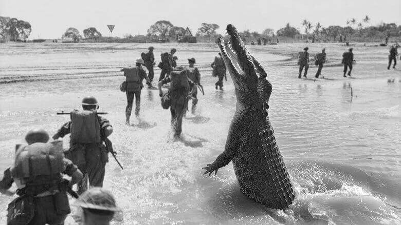japanese soldiers and crocodile on ramree island