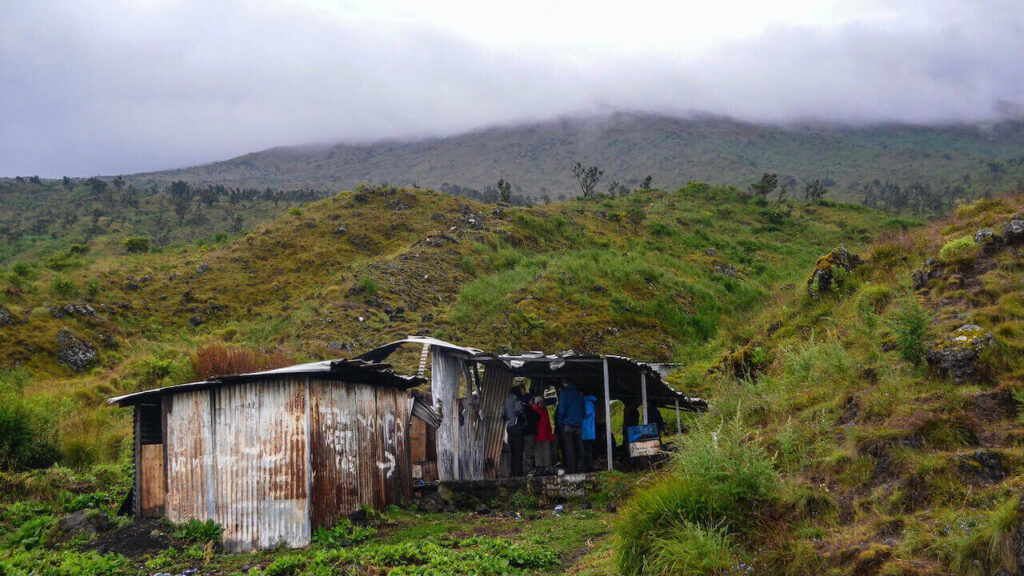 a hut in the trekking route in Mount Cameroon