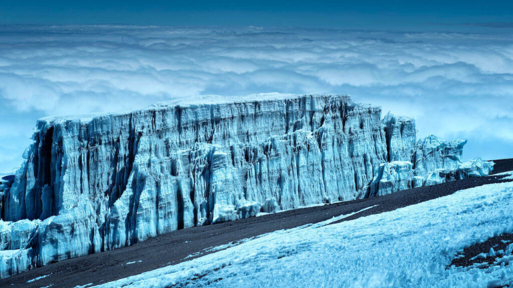 glaciers on the top of mount Kilimanjaro