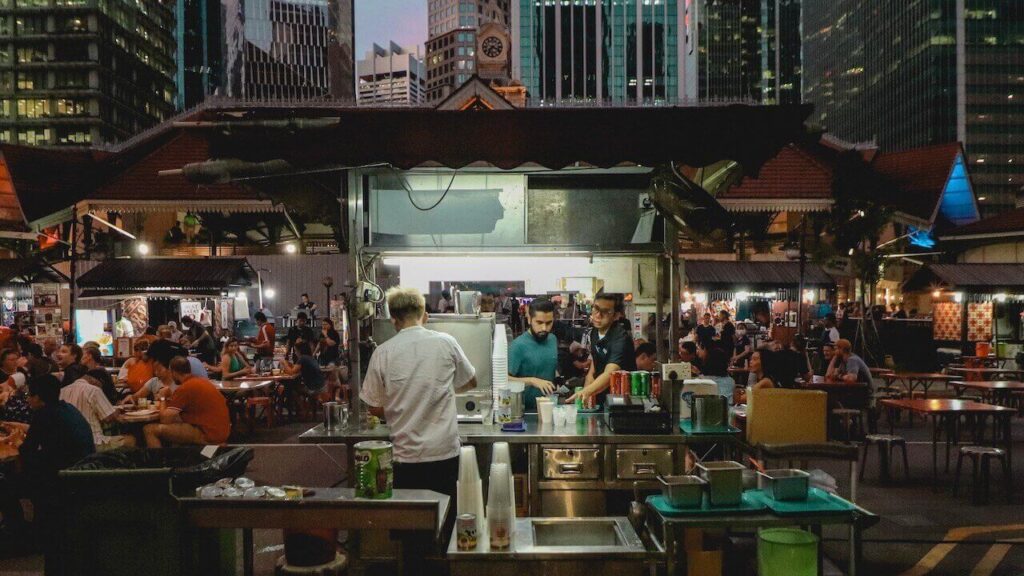 street food in singapore at night