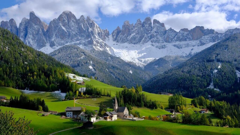 St. Magdalena is a small village in the Dolomites of Italy