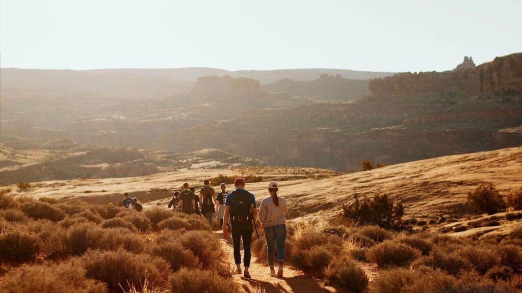 people hike in national park