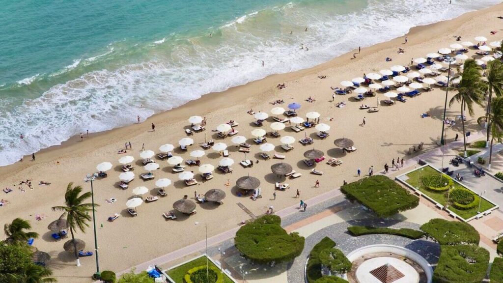 muong thanh luxury nha trang hotel aerial view to the beach