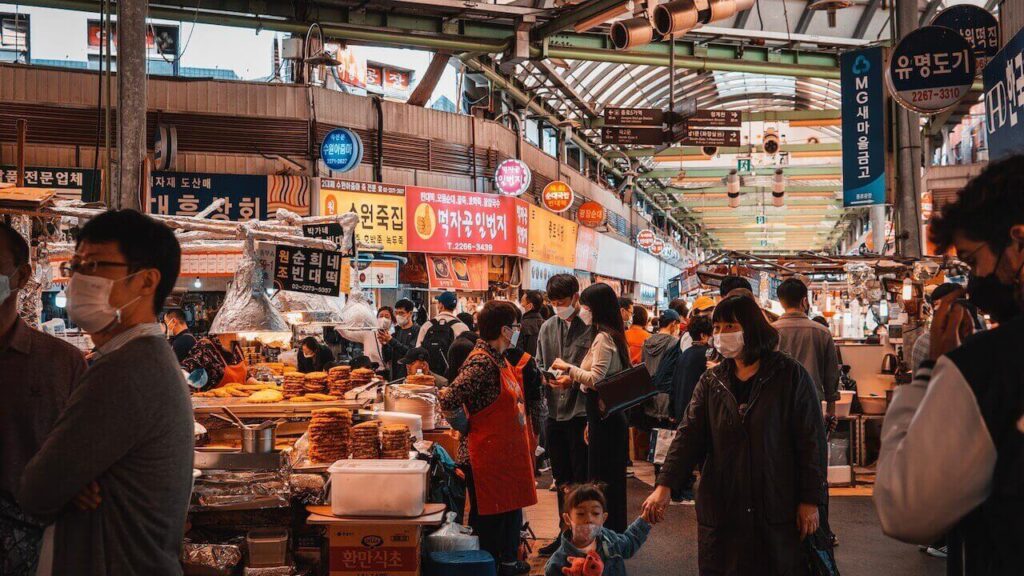 Korean street food Gwangjang market in Seoul