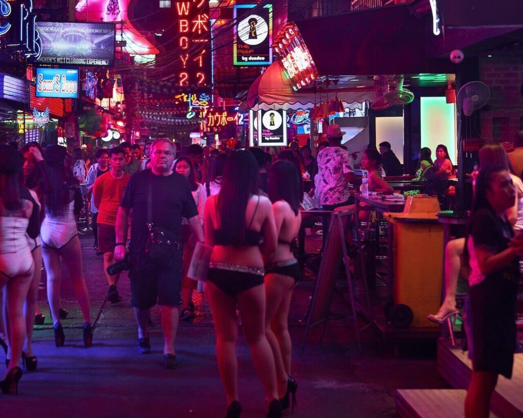 the girls at Soi Cowboy a red light district in Bangkok Thailand