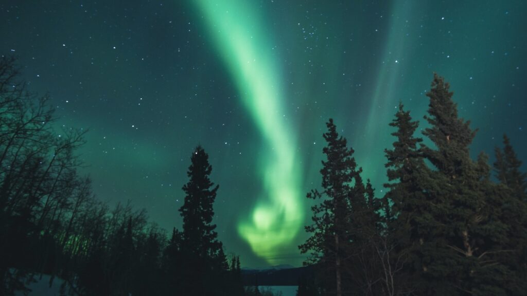 Stunning green northern lights in Yukon