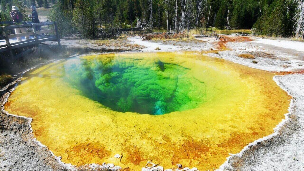 Upper Geyser Basin and Morning Glory Pool in Yellowstone National Park
