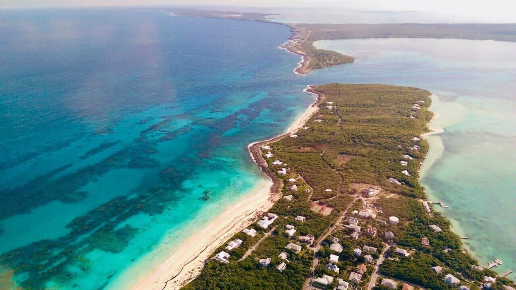 A part of Abacos Islands from an aerial view