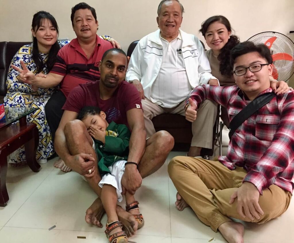 A picture of my family in the first day of the Lunar New Year 2018 with my grandpa and father