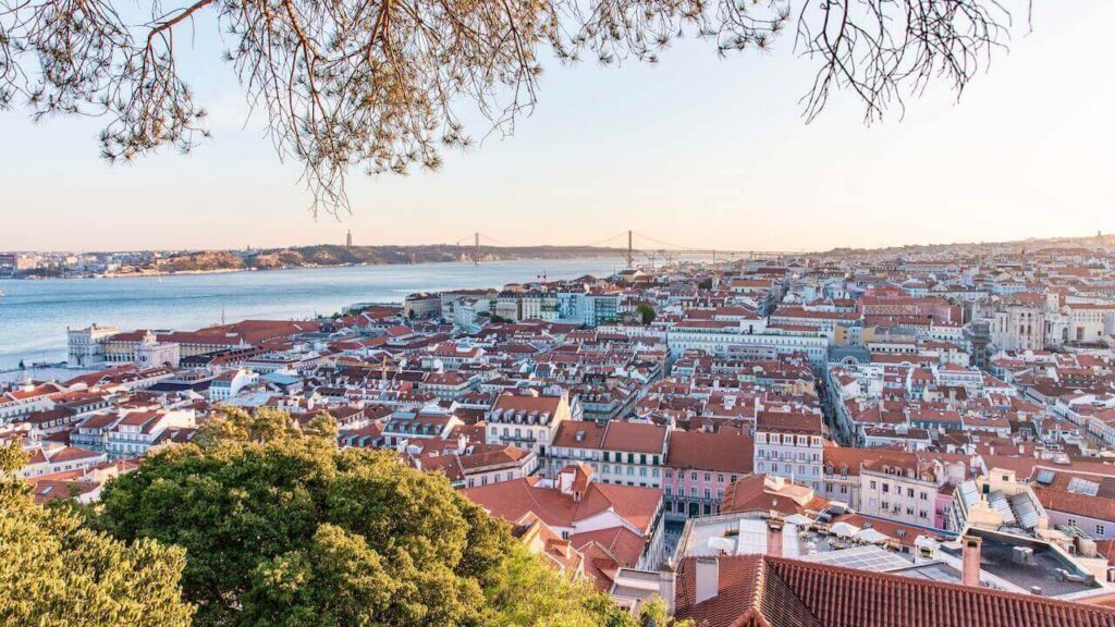 A view of Lisbon just before sunset