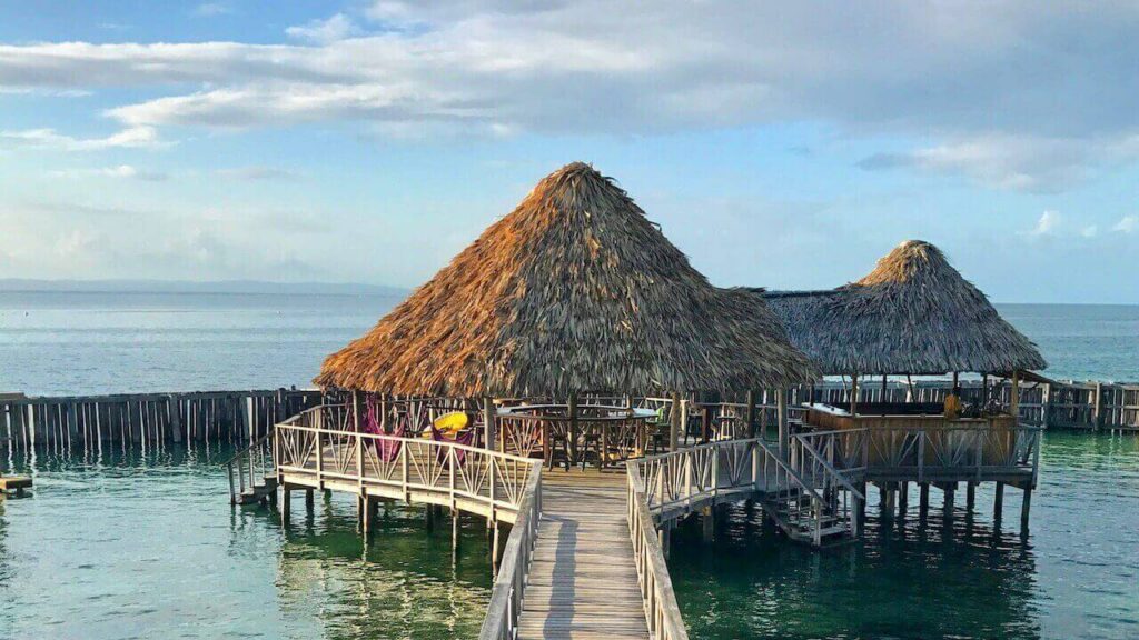 An over-water bungalow in Belize