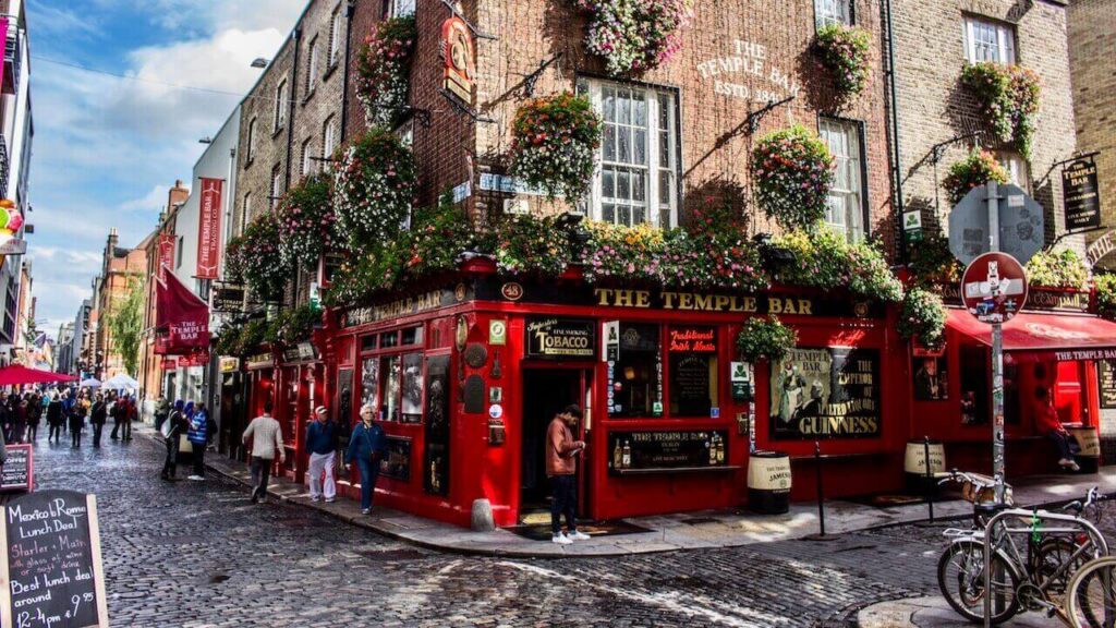 The Temple Bar in Dublin on a beautiful summer day