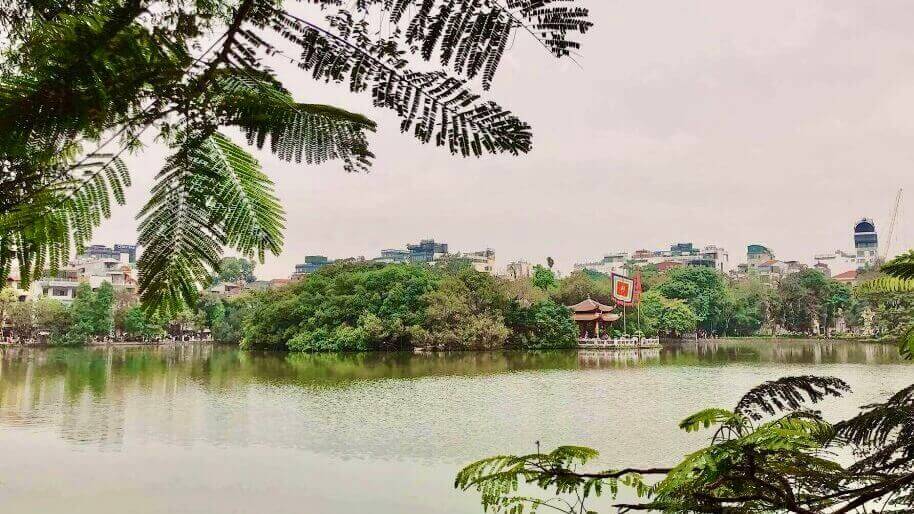 Hoan Kiem lake and Ngoc Son temple in Hanoi one of the most beautiful capital cities in the world