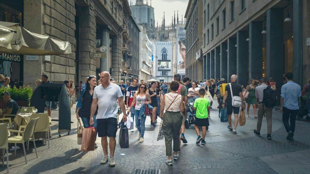 Tourists in Milan Italy traveling