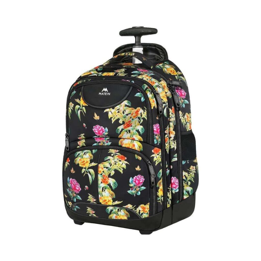 MATEIN Backpack with Wheels floral style