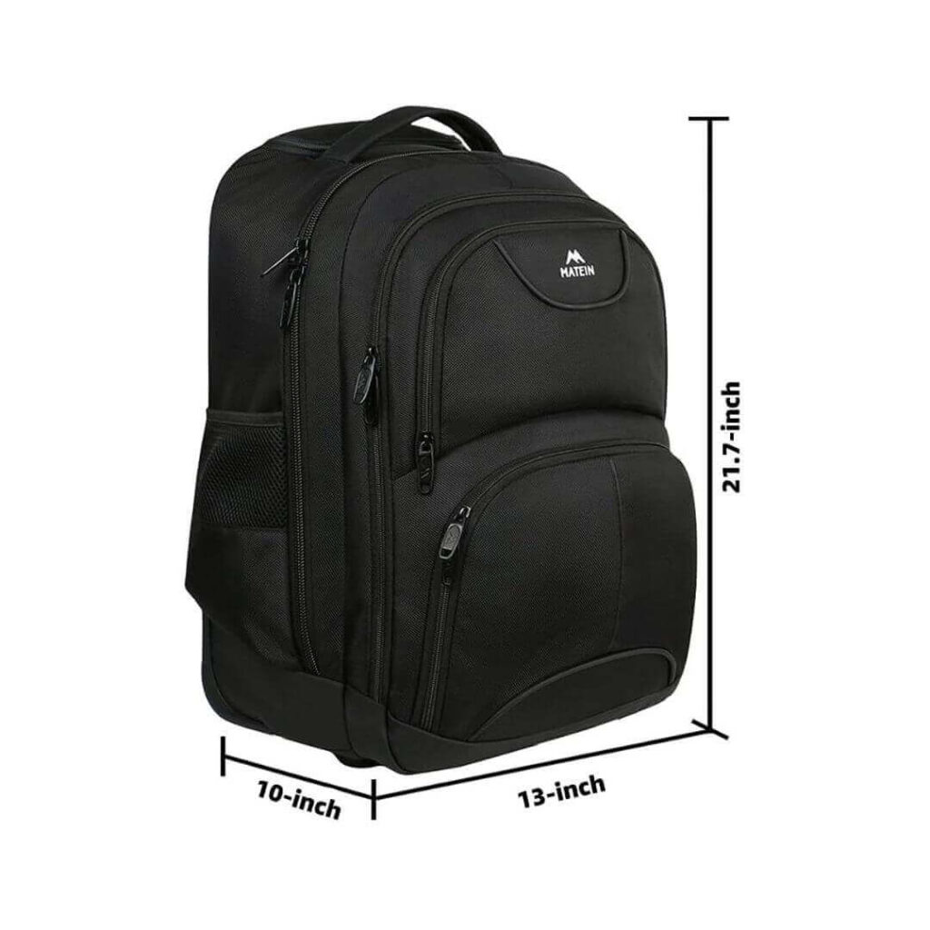 18-inch matein business laptop travel luggage wheeled rolling backpack with 45L capacity