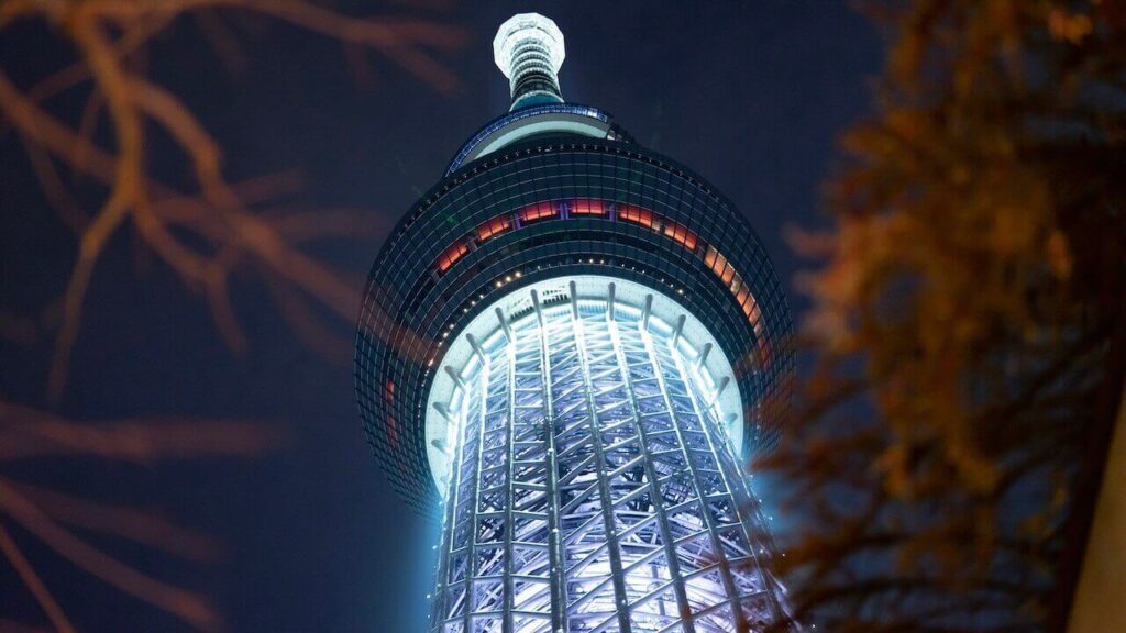 A view of Tokyo Skytree at night