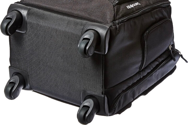 four wheeled Samsonite MVS Rolling Backpack Black 19-Inch