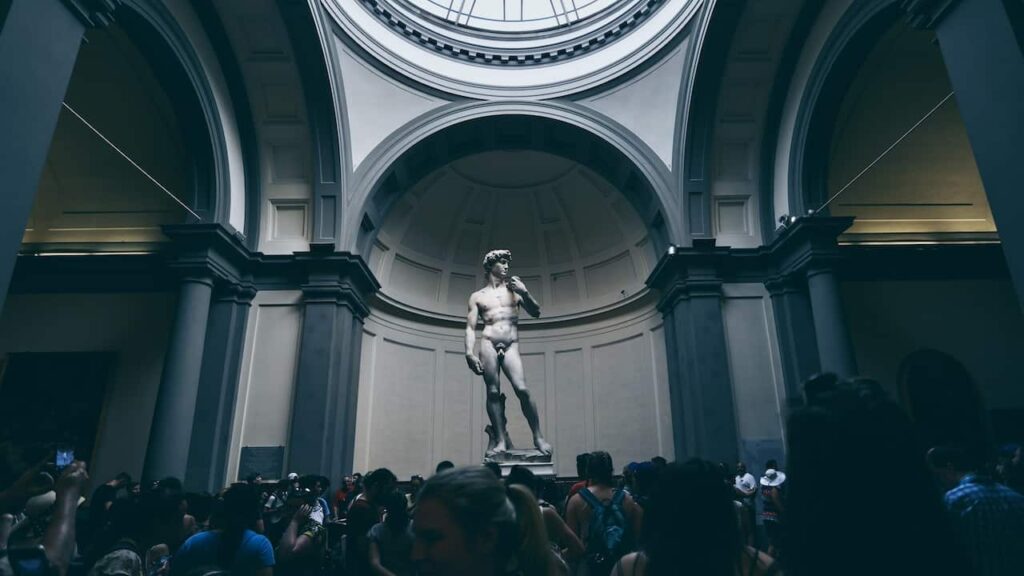The statue of David by Michelangelo in Accademia Gallery