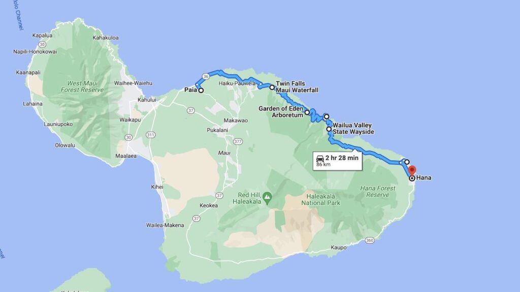 map of hana highway one of the best road trips in the usa