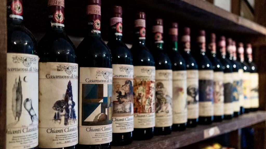 Bottles of Chianti Classico in Florence