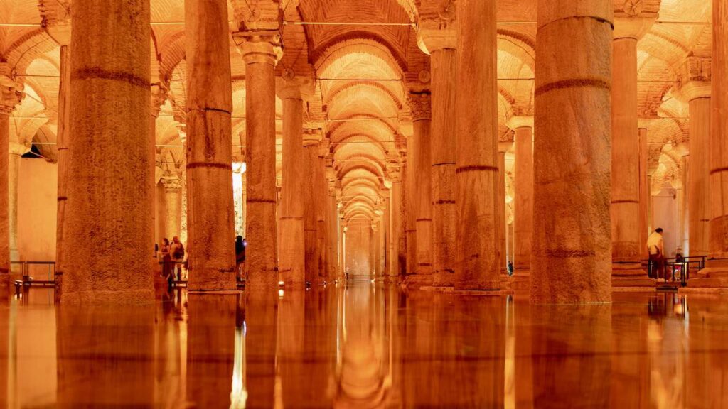Inside architecture of Basilica Cistern
