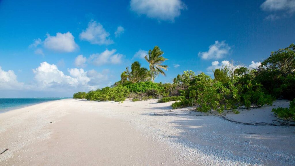 a beautiful beach on Bikini Atoll island today without any person