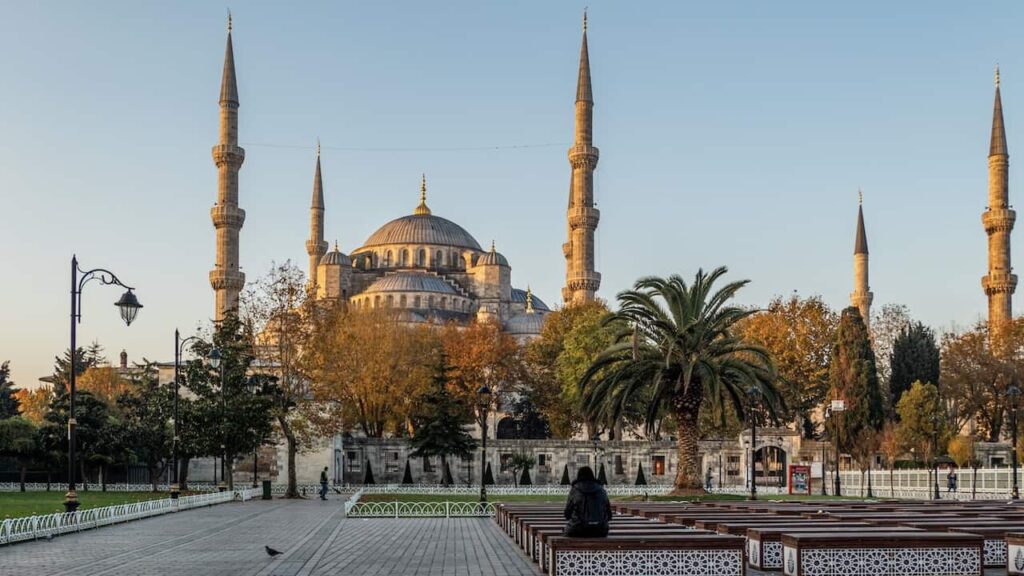 A view from Sultanahmet Square to the Blue Mosque Istanbul travel guide