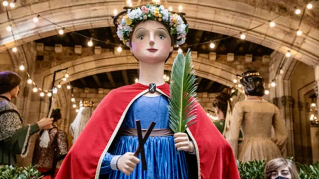a sculpture of Saint Eulalia in the La Fiesta de Santa Eulalia
