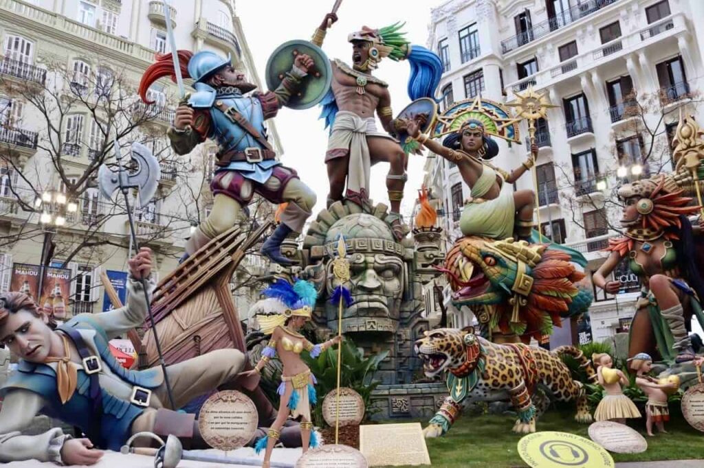 giant sculptures called fallas in the Spanish festival Las Fallas de Valencia